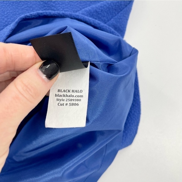 Black Halo Rosette Blue Sheath Dress Ruffle Sleeve Sleeveless‎ Classic 8 - Picture 10 of 16